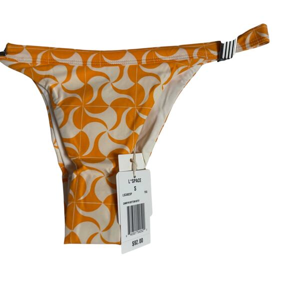 L*Space Camdyn Orange White Geo Print Bitsy Bikini Swimsuit Bottoms Size Small - Picture 3 of 7